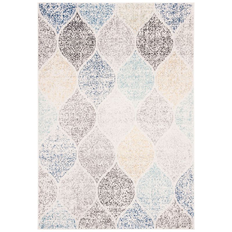 Beige and Blue Hand-knotted Synthetic 4' x 6' Area Rug