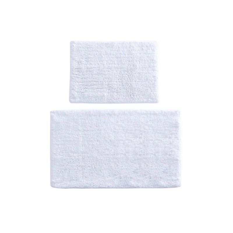 Ritzy White Cotton Tufted 2-Piece Bath Rug Set