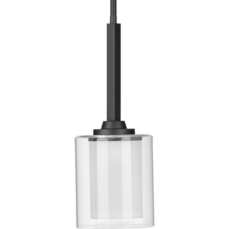 Kene Graphite Mini-Pendant with Etched Glass and Brushed Nickel Frame