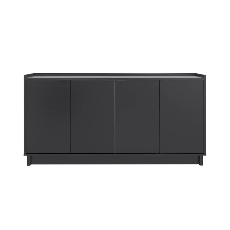 Prepac Black 4-Door Console Table with Adjustable Shelving