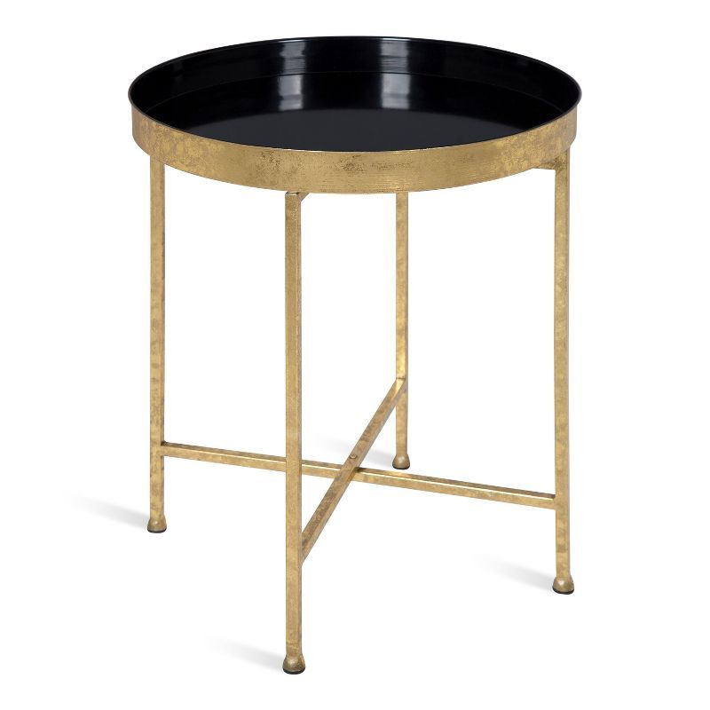 Celia 21" Black and Gold Round Metal End Table