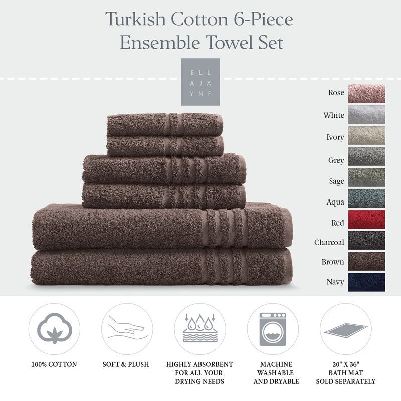 Brown Turkish Cotton 6-Piece Towel Set