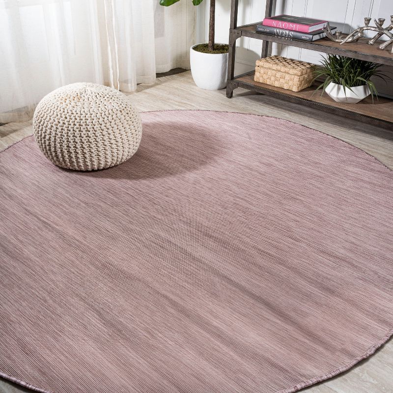 Ethan Pink Round Flatweave Synthetic Area Rug