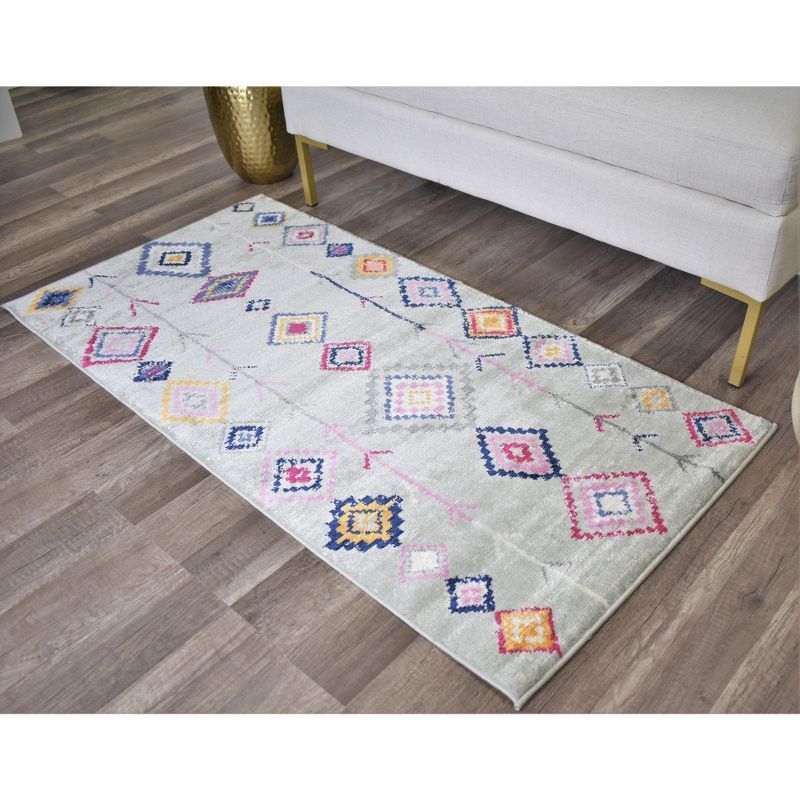 Light Gray Synthetic 9' x 12' Stain-Resistant Area Rug