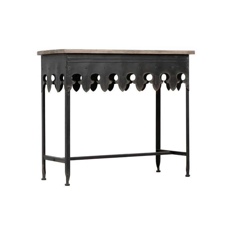 Distressed Black Reclaimed Wood Console Table with Rustic Finish