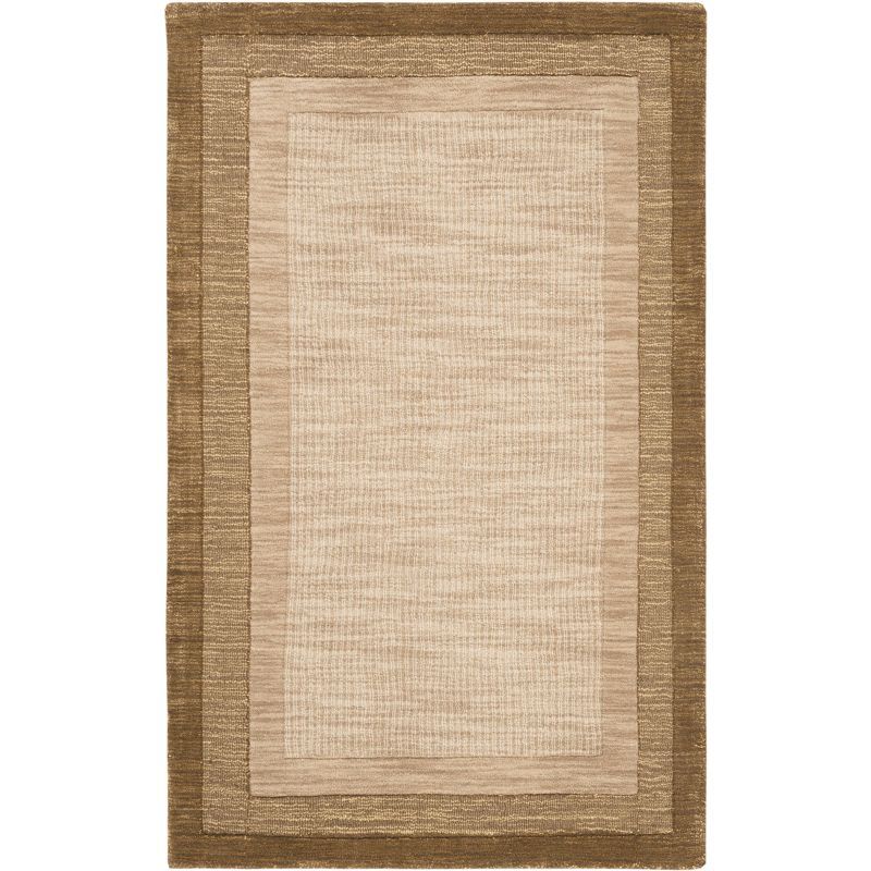 Beige and Brown Hand-Tufted Wool Area Rug