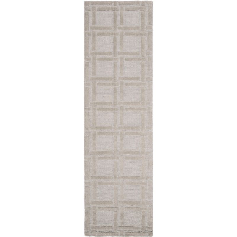 Gray Hand-Tufted Wool Non-Slip Runner Rug, 27" x 7"