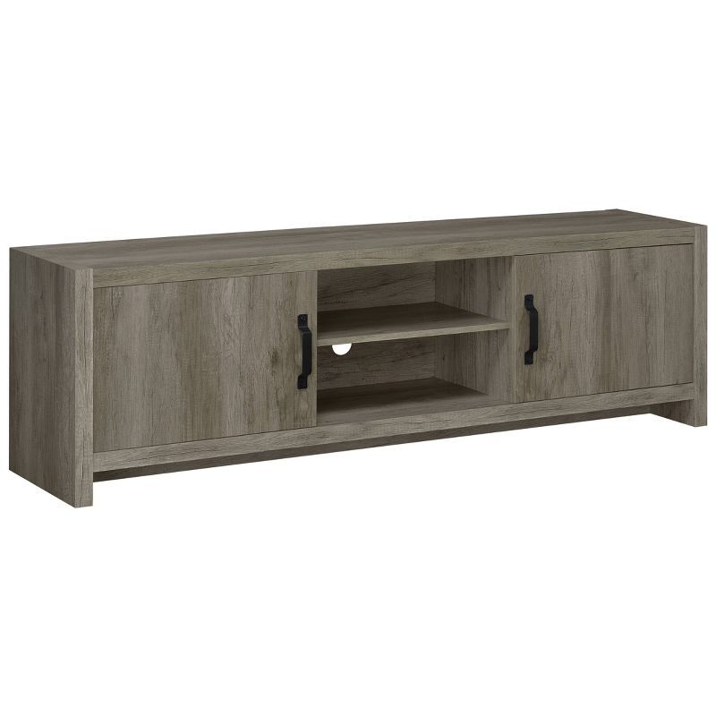 Gray Driftwood 71" TV Console with Cabinets