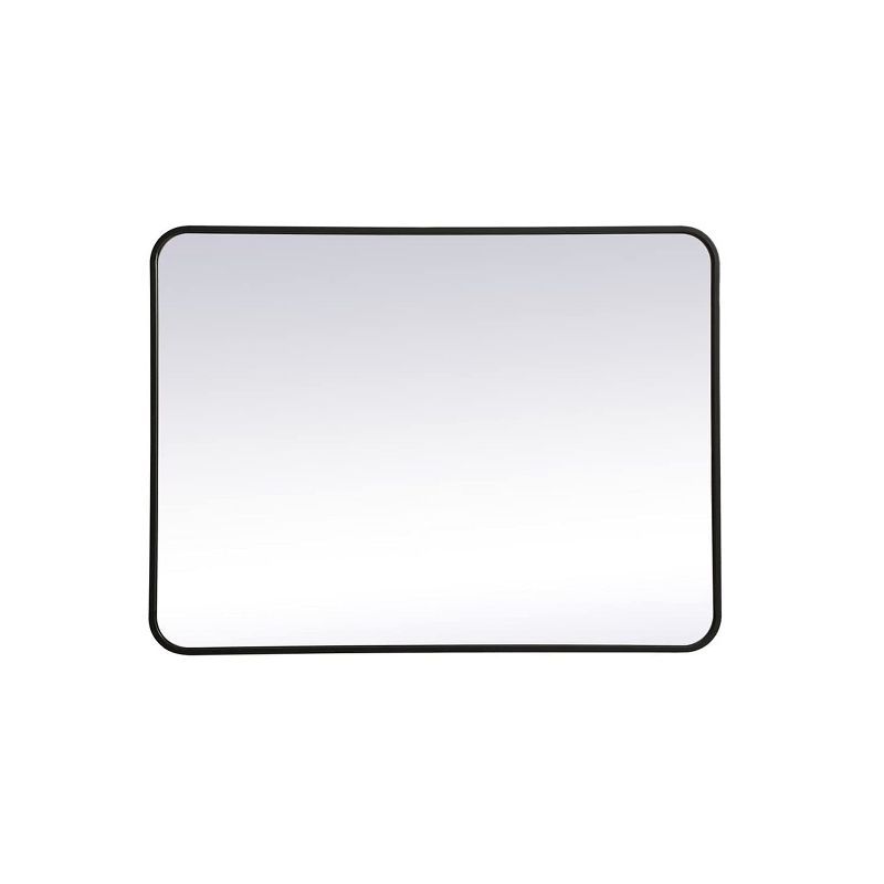 Black Metal Rectangular Mirror with Rounded Corners, 27x36 Inch
