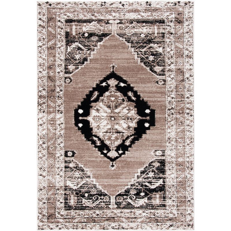 Antique Patina Brown/Ivory Synthetic 4' x 6' Area Rug