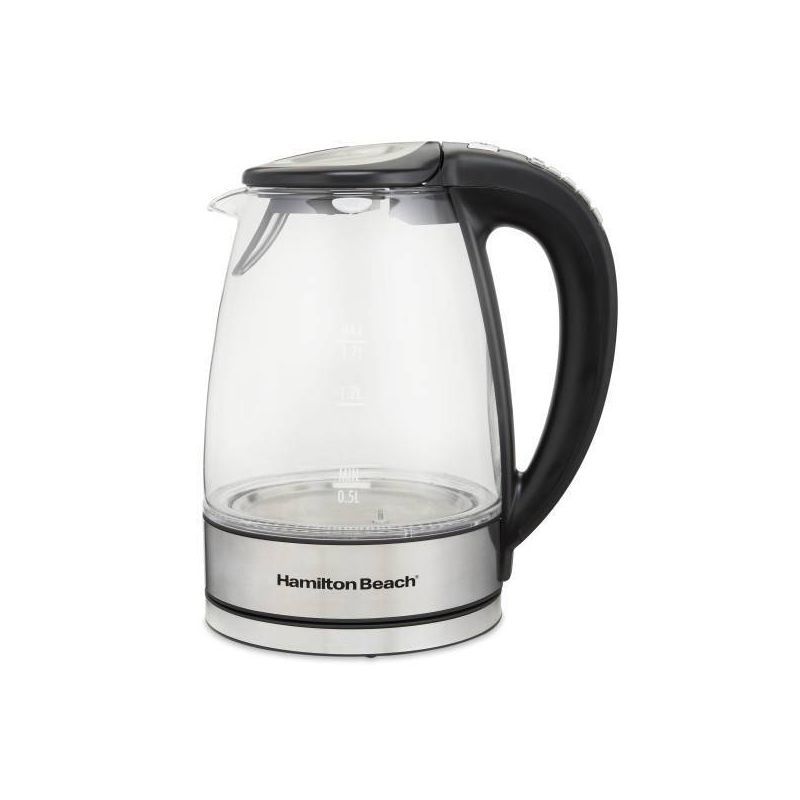 Hamilton Beach 1.7L Silver Glass Electric Kettle with Variable Temperature