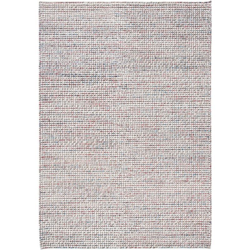 Ivory and Grey Handwoven Wool Rectangular Area Rug 8' x 10'