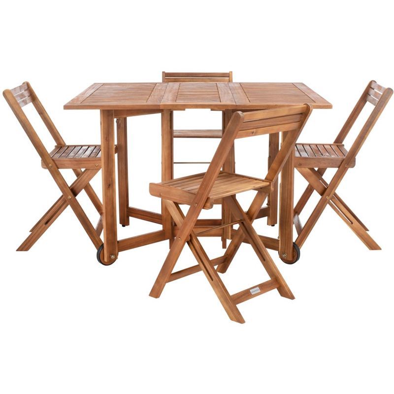 Natural Acacia Wood Foldable 5-Piece Outdoor Dining Set