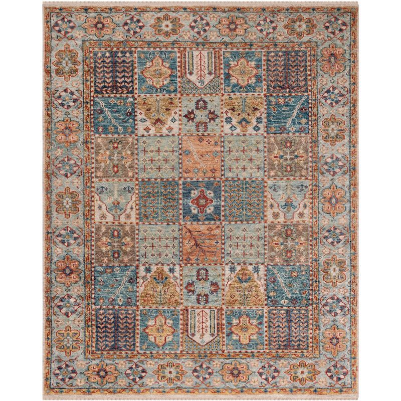 Samarkand Elegance Hand-Knotted Wool Blue & Green 6' x 9' Area Rug