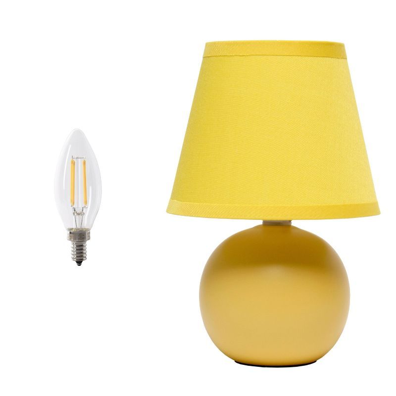 Compact Yellow Ceramic Globe Table Lamp with LED Bulb