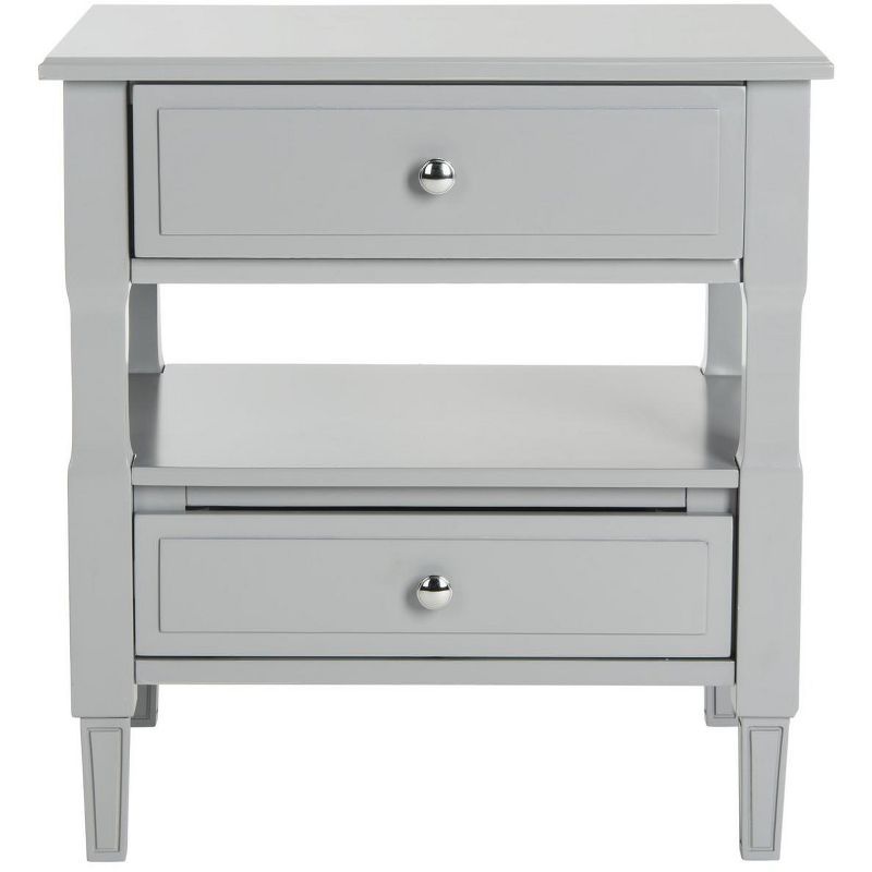 Jenson Gray Transitional 2-Drawer Wood Nightstand