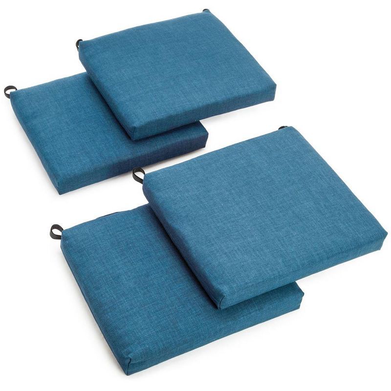 Sea Blue Spun Polyester Outdoor Chair Cushions, Set of 4