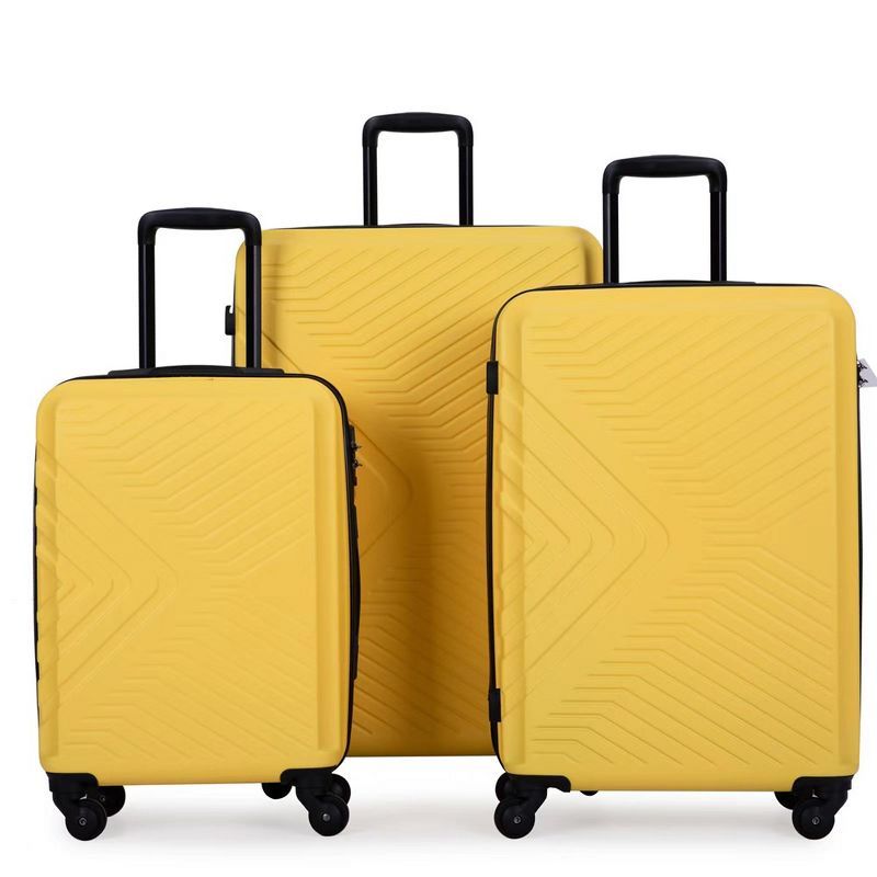 Yellow 3 Piece ABS Hard Shell Spinner Luggage Set