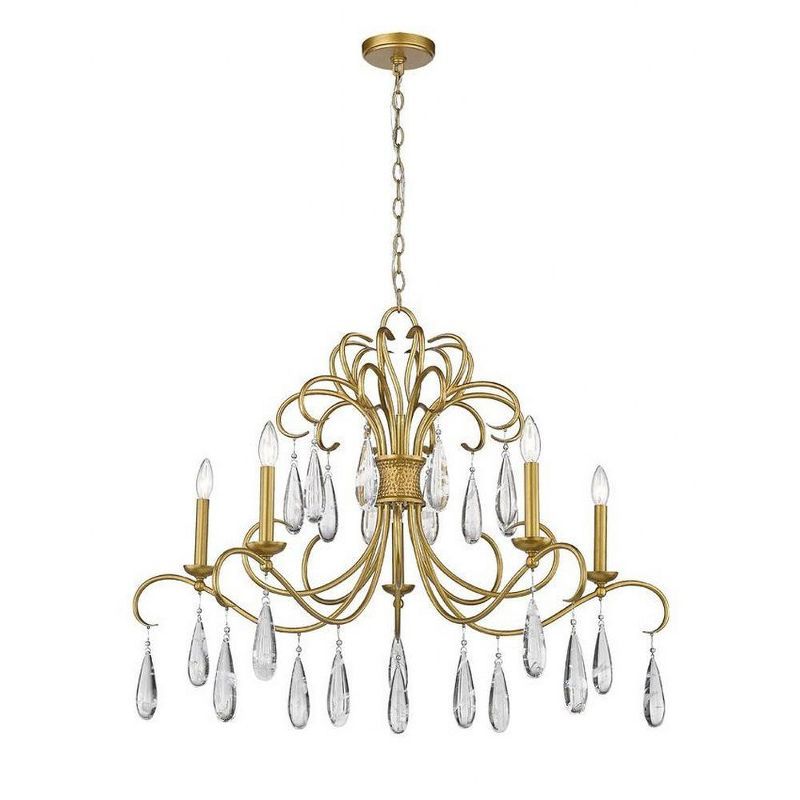 Gilded Gold Crystal 5-Light Candle Style Chandelier