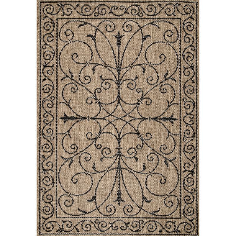 Charming Brown Vine-Inspired 9' x 12' Easy-Care Synthetic Area Rug