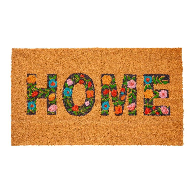 Personalized Floral Coir Outdoor Welcome Mat, 17x30 inches