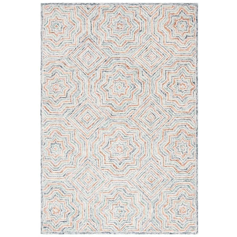 Capri 4' x 6' Blue and Rust Hand-Tufted Wool Area Rug