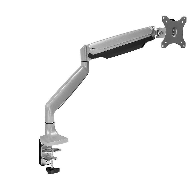 Silver Full-Motion Single Monitor Desk Mount with Adjustable Arm