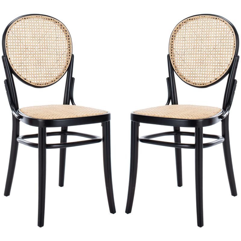 Sonia Black and Natural Cane Wood Side Chair Set