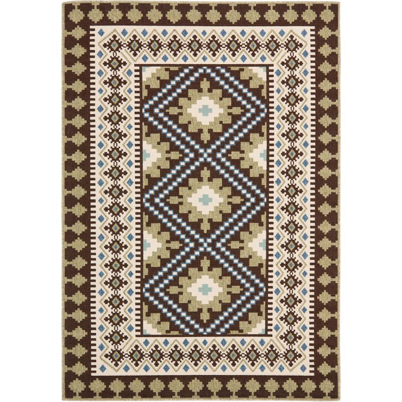 Reversible Chocolate & Green Synthetic Area Rug, 5' x 7', Easy Care