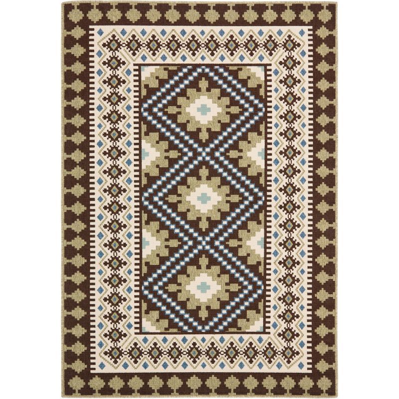 Reversible Chocolate & Green Synthetic Area Rug, 5' x 7', Easy Care