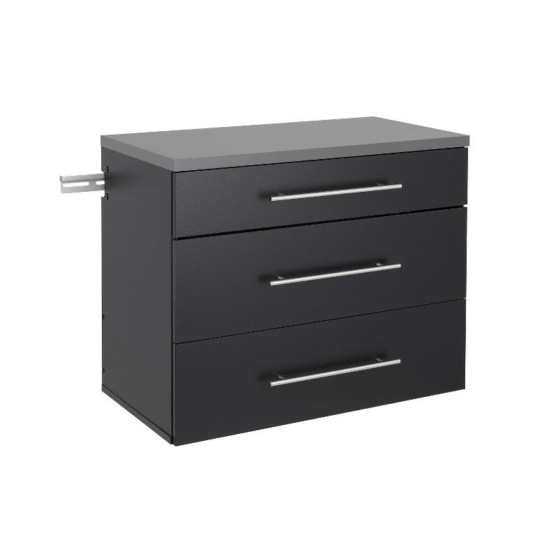 Versatile Wall-Mounted Black Laminated Composite Wood 3-Drawer Cabinet