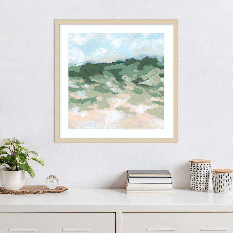 Blockbrush Valley II Abstract Landscape Framed Print in Natural Wood