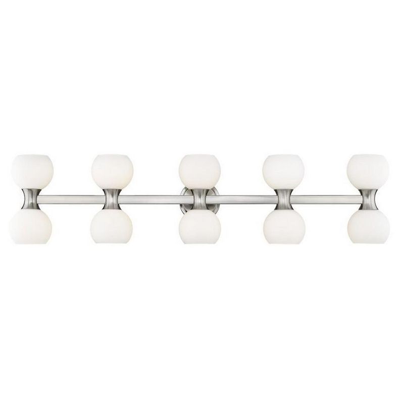 Artemis Brushed Nickel 10-Light Vanity with Opal Glass Shades