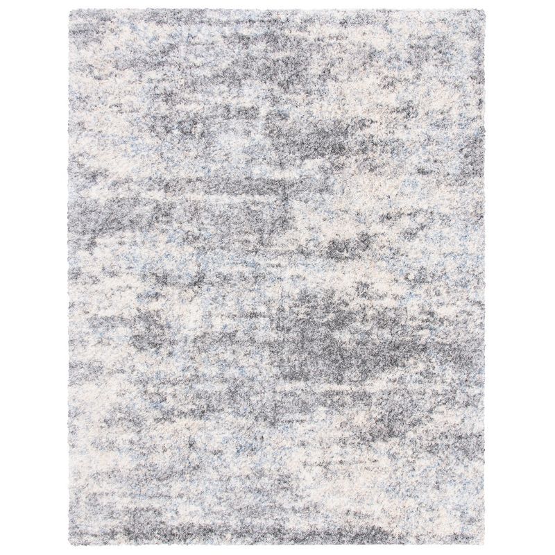 Gray and Cream 9' x 12' Synthetic Shag Area Rug