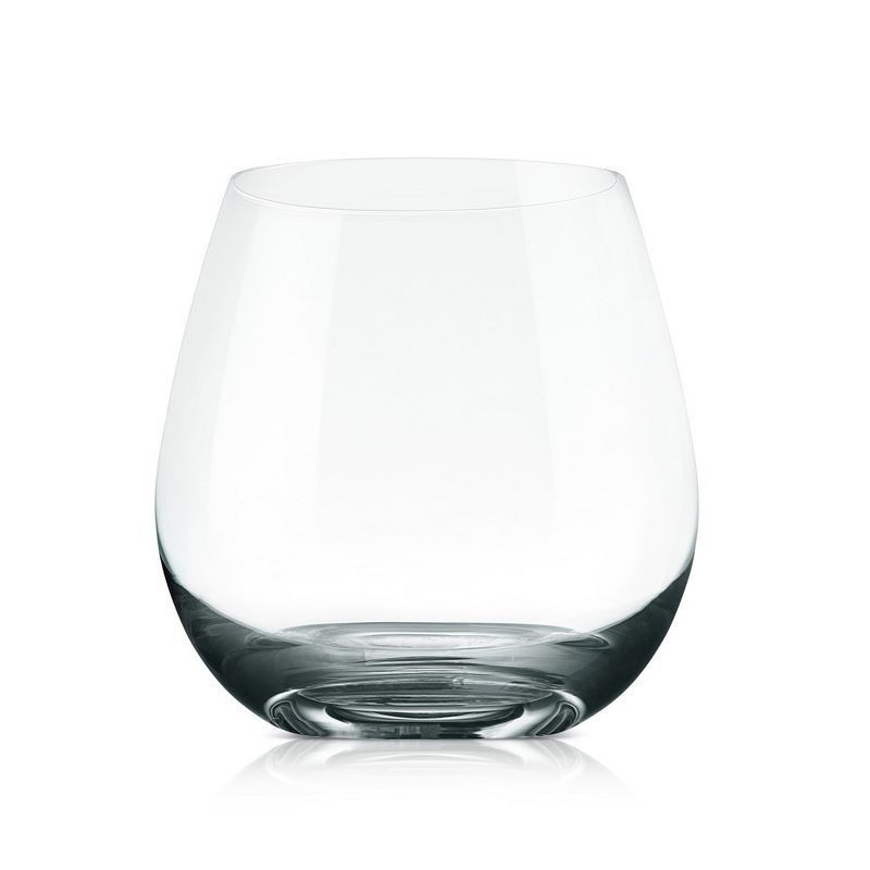 NutriChef 15oz Ultra-Thin Crystal Clear Stemless Wine Glasses Set