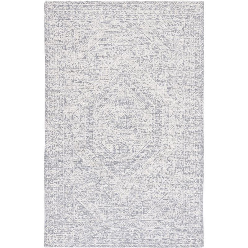 Ivory and Gray Hand-Tufted Wool Area Rug, 8' x 10'