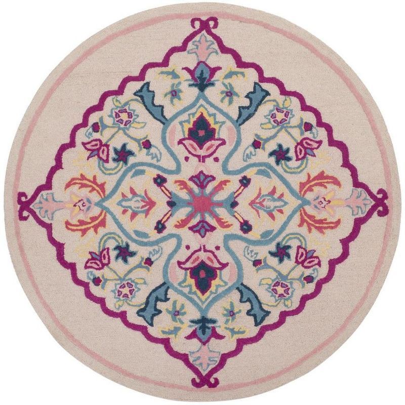 Bohemian Bliss Blue Wool 5' Round Tufted Area Rug