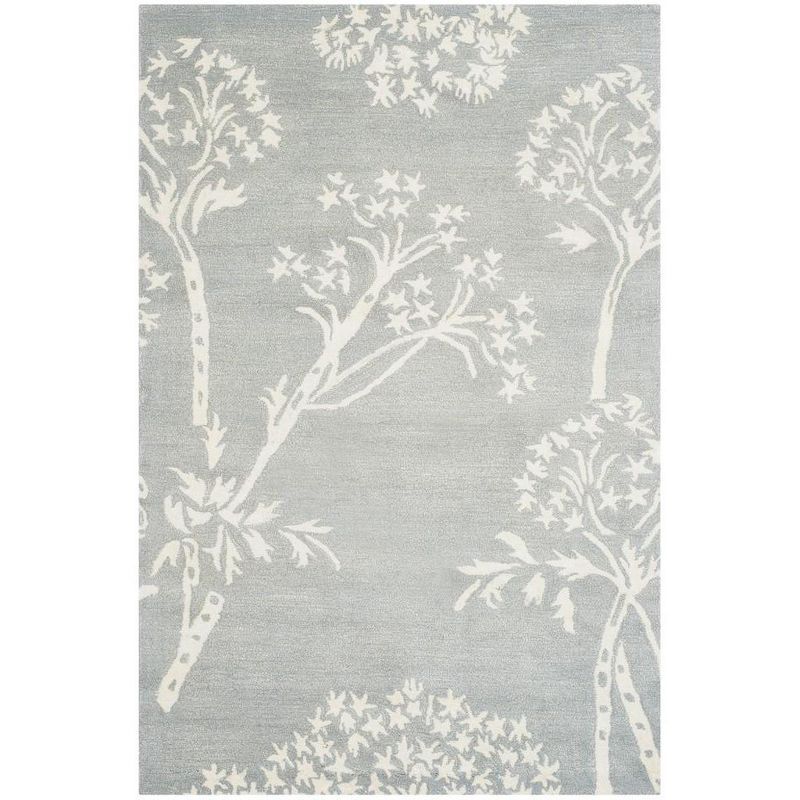 Handmade Light Blue/Ivory Tufted Wool 4' x 6' Area Rug