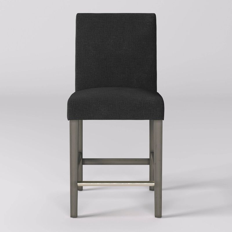 Laura Dark Gray Upholstered Counter Height Barstool with Wood Legs