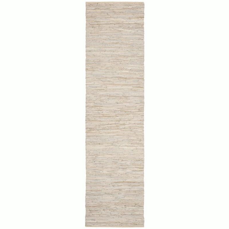 Beige Handmade Flat Woven Cowhide Runner Rug 2'3" x 9'