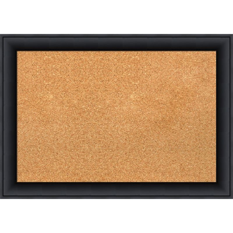 Nero Black Wood Framed Natural Corkboard, 19" x 27"