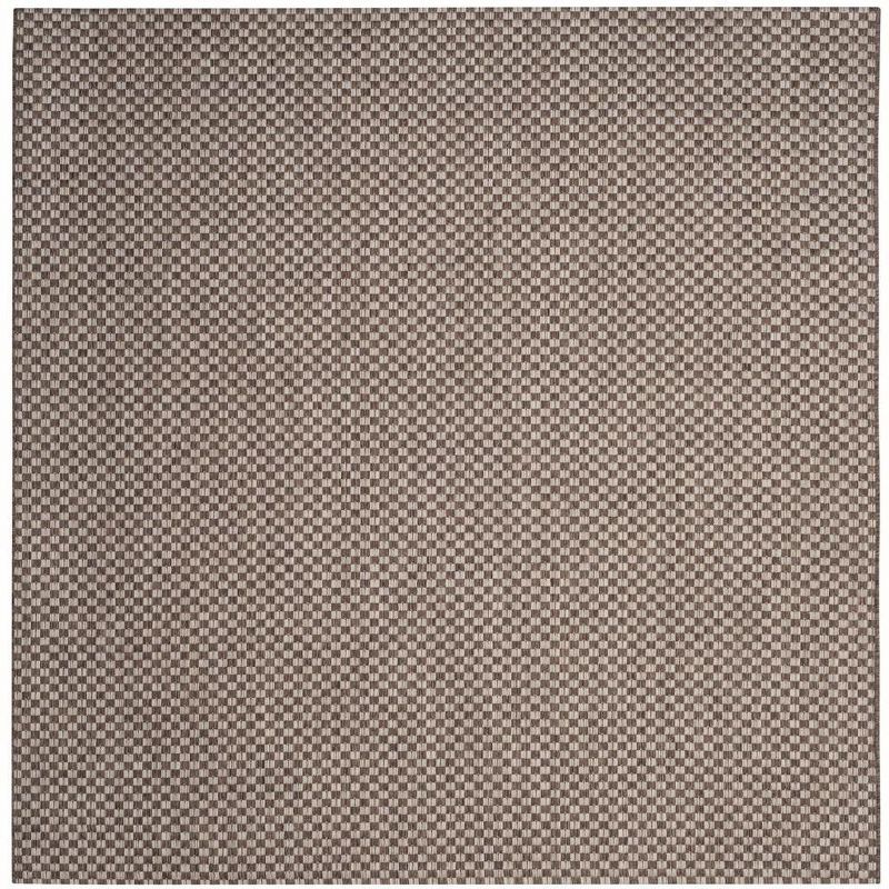 Light Brown and Grey Synthetic Square Area Rug