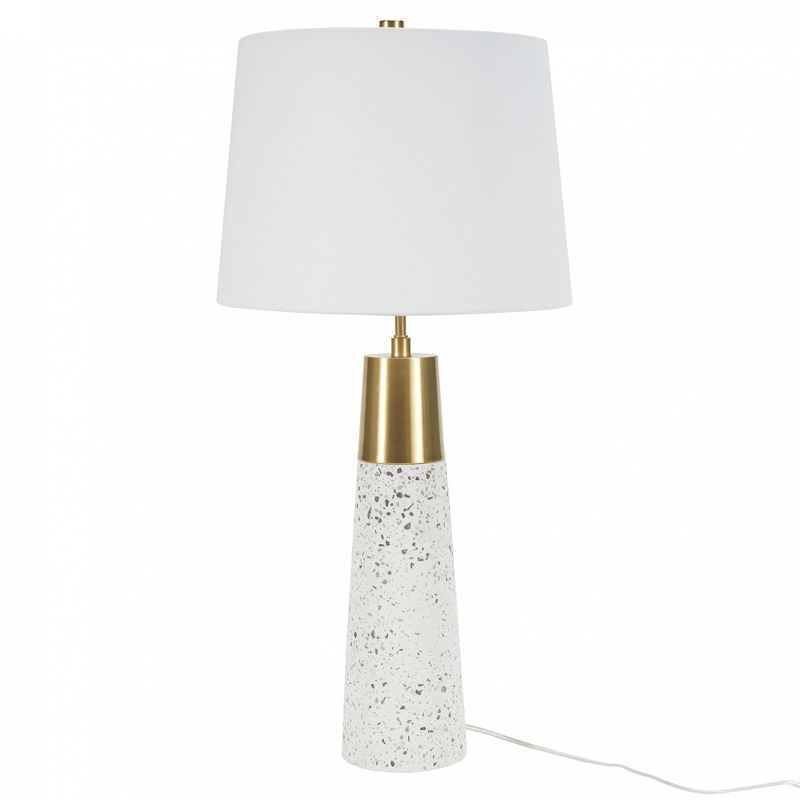 Elegant White and Gold Terrazzo 29" Ceramic Table Lamp