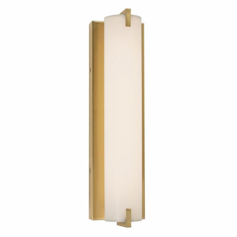 Axel 16" Satin Brass LED Wall Sconce with White Acrylic Shade