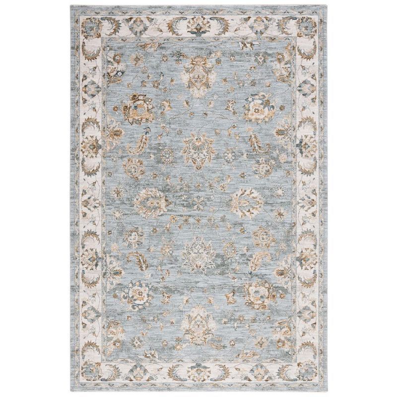 Elegance Blue and Gold Persian-Inspired Wool Blend Area Rug