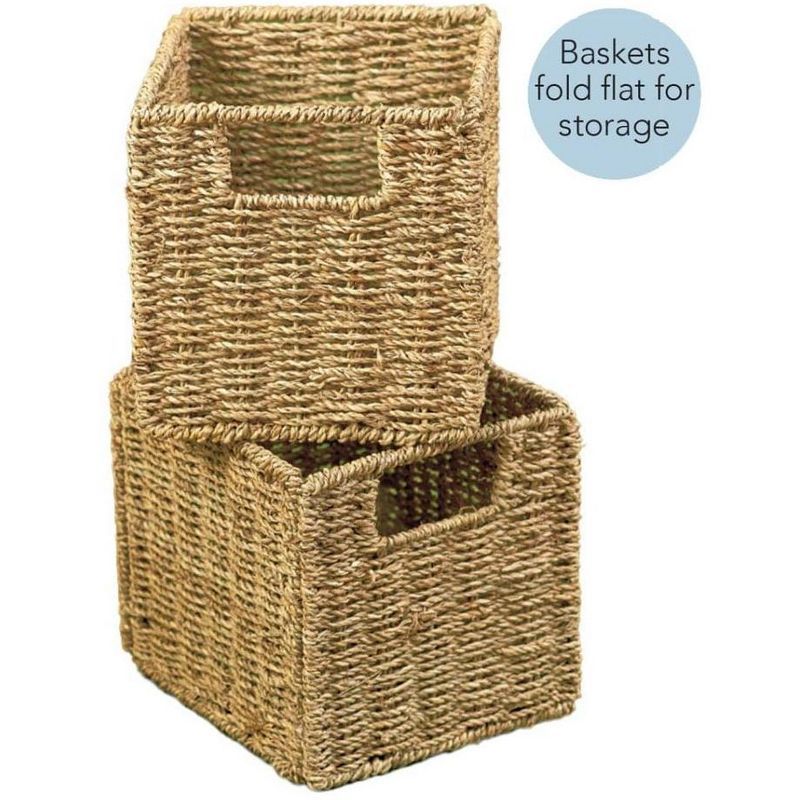 Set of 2 Rustic Seagrass Rectangular Storage Baskets