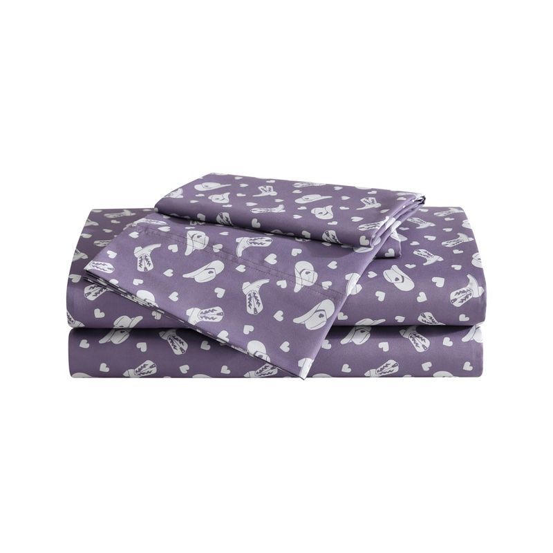 Whimsical Purple and White Microfiber Full Sheet Set