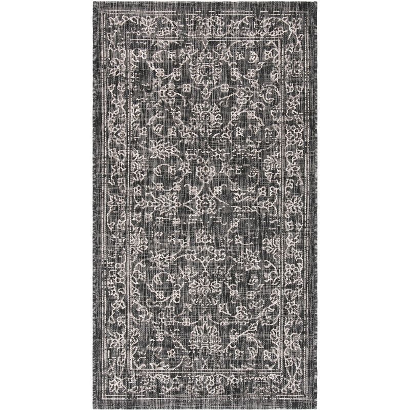 Aqua and Grey Rectangular Non-slip Synthetic Rug, 31" x 4"