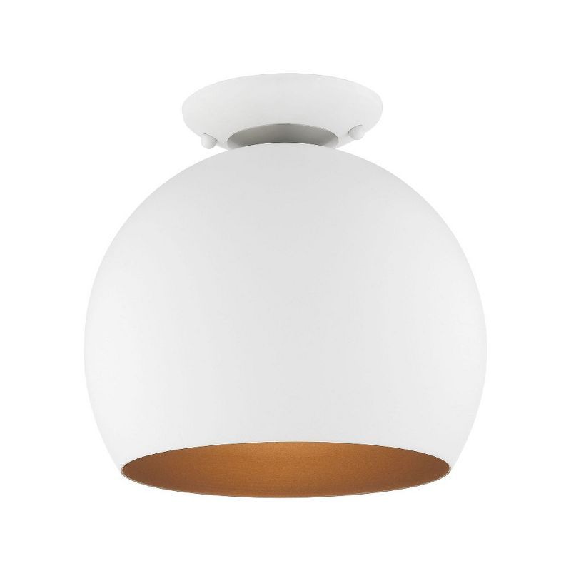 Piedmont 10" White and Gold Modern Semi-Flush Mount with Nickel Accents