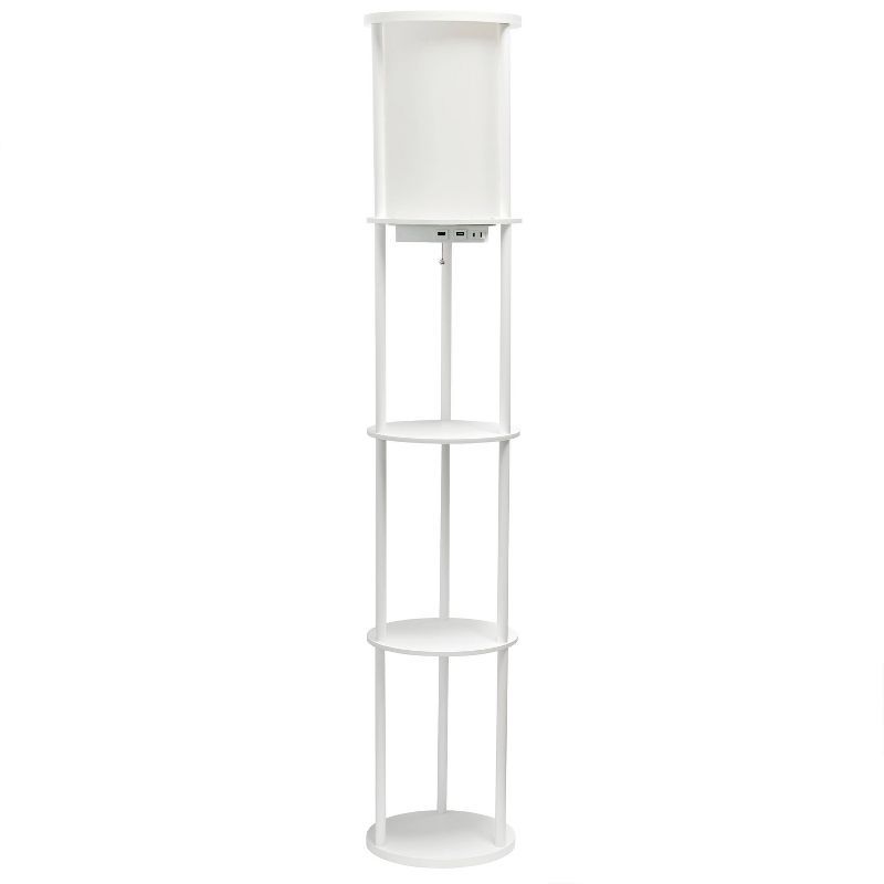 White Adjustable 3-Shelf Floor Lamp with USB Ports